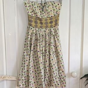 Anthropologie Plenty by Tracy Reese Strapless Bustier Top Floral Cotton Dress